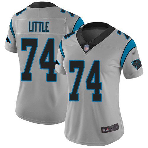 Carolina Panthers Limited Silver Women Greg Little Jersey NFL Football #74 Inverted Legend->women nfl jersey->Women Jersey
